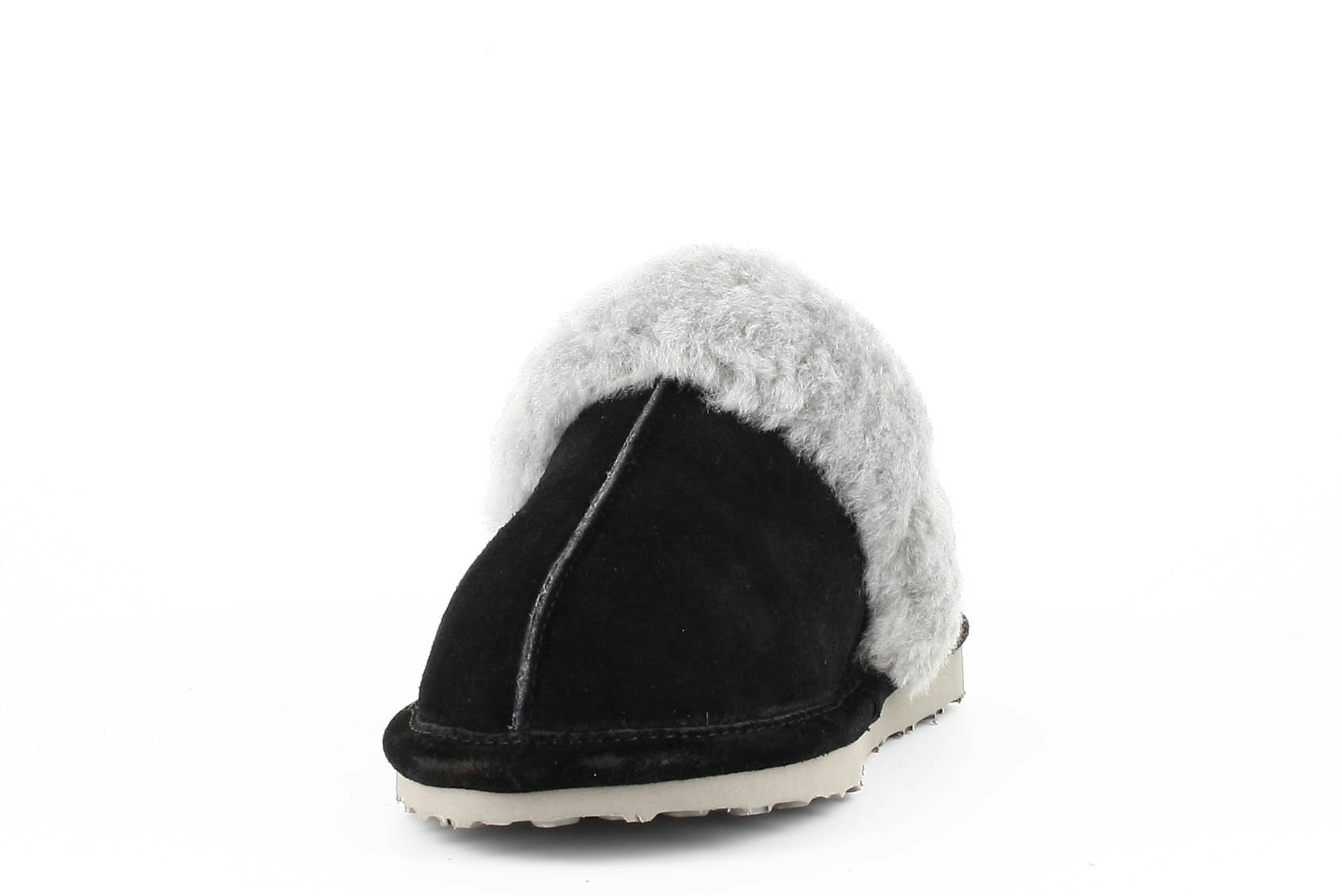 NANCY Fårskinn Slippers, Black/Grey