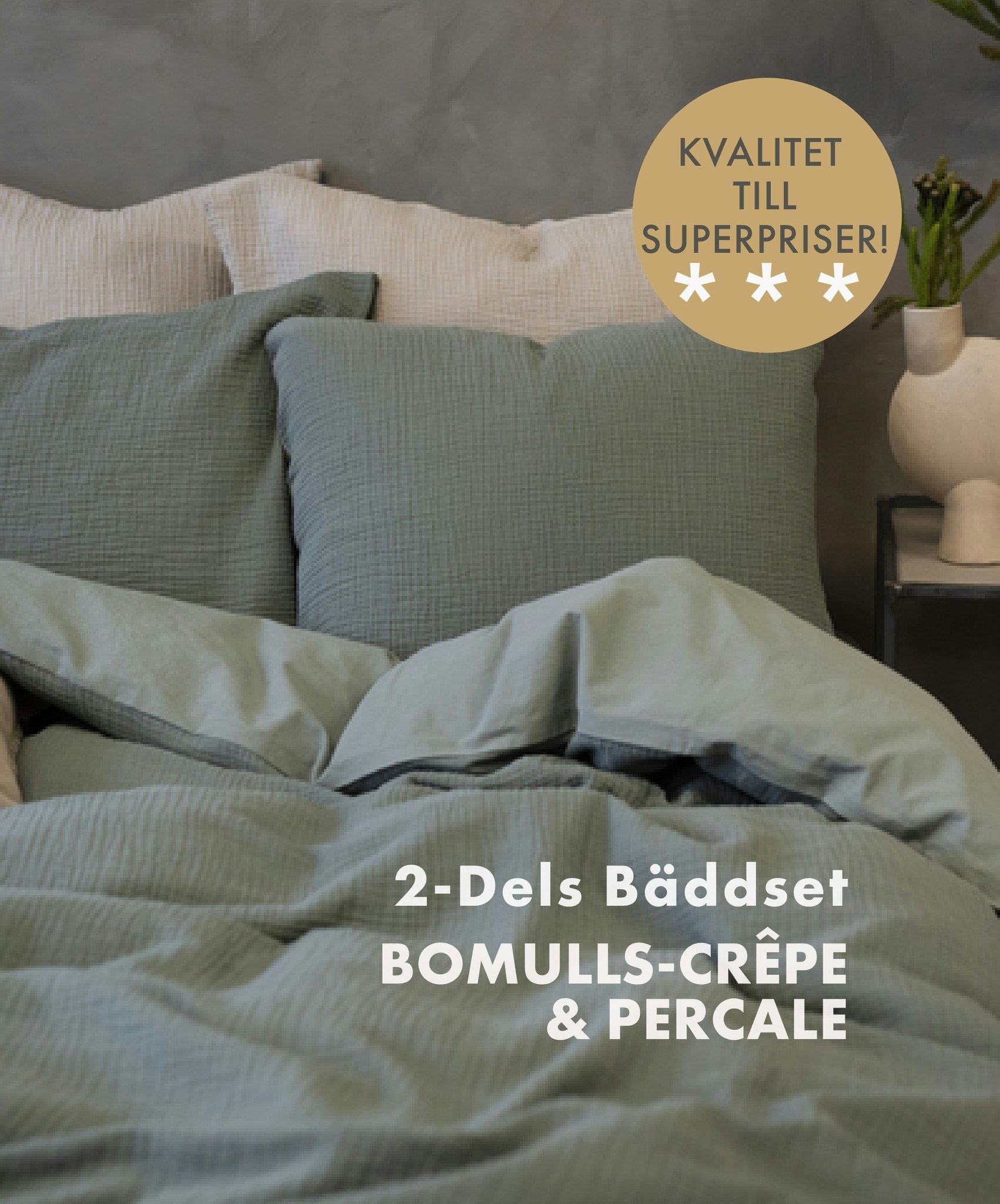 Påslakanset i Mjuk Bomullsmuslin, Grön
