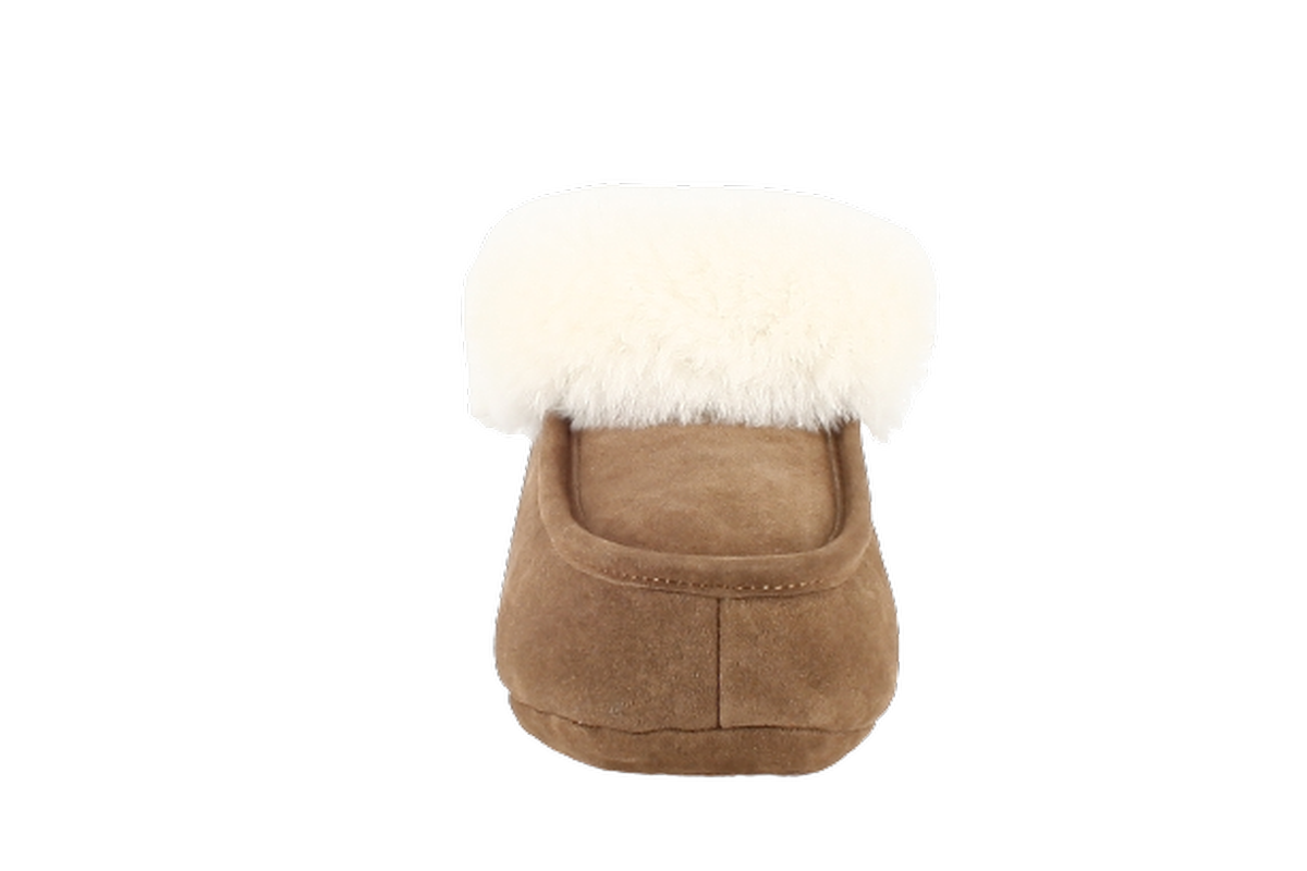 LONDON Mjuka Fårskinnstofflor från Axelda, Chestnut/Creme