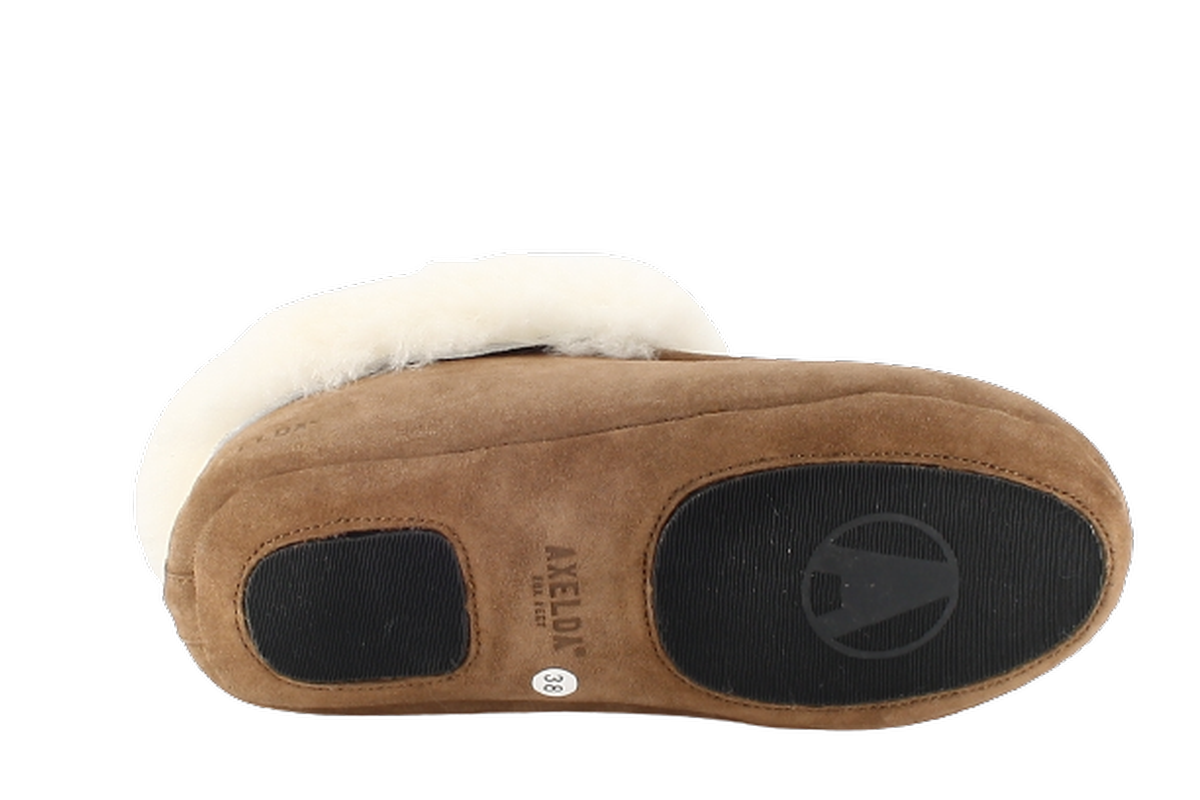 LONDON Mjuka Fårskinnstofflor från Axelda, Chestnut/Creme