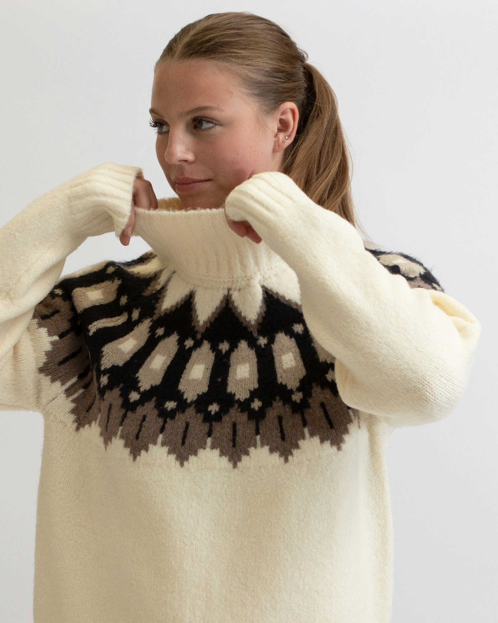 Stickad Tröja Heidi Dam, Off-White Comb