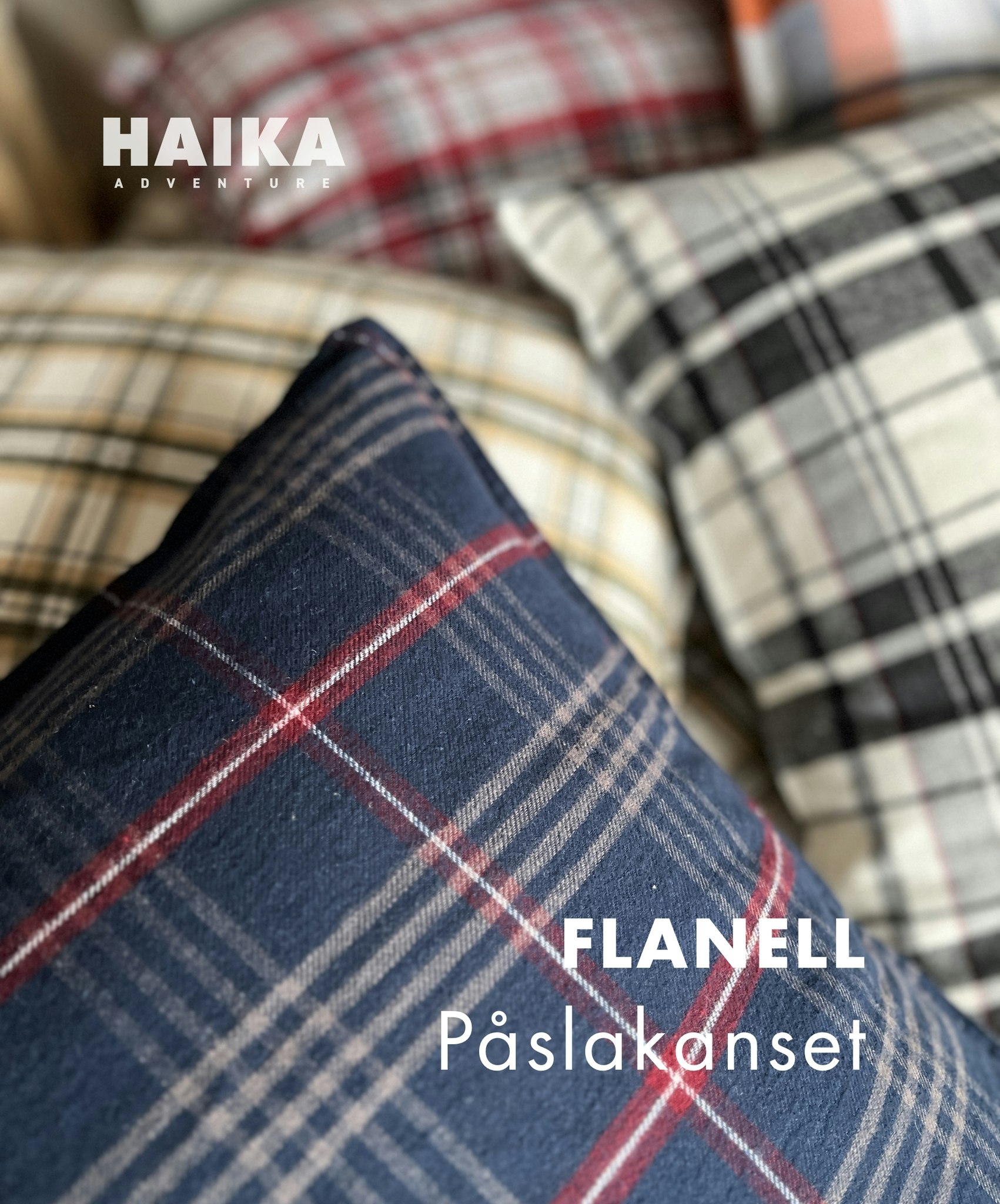Flanell Påslakanset Trysil i Eco-Bomull - Marinblårutigt