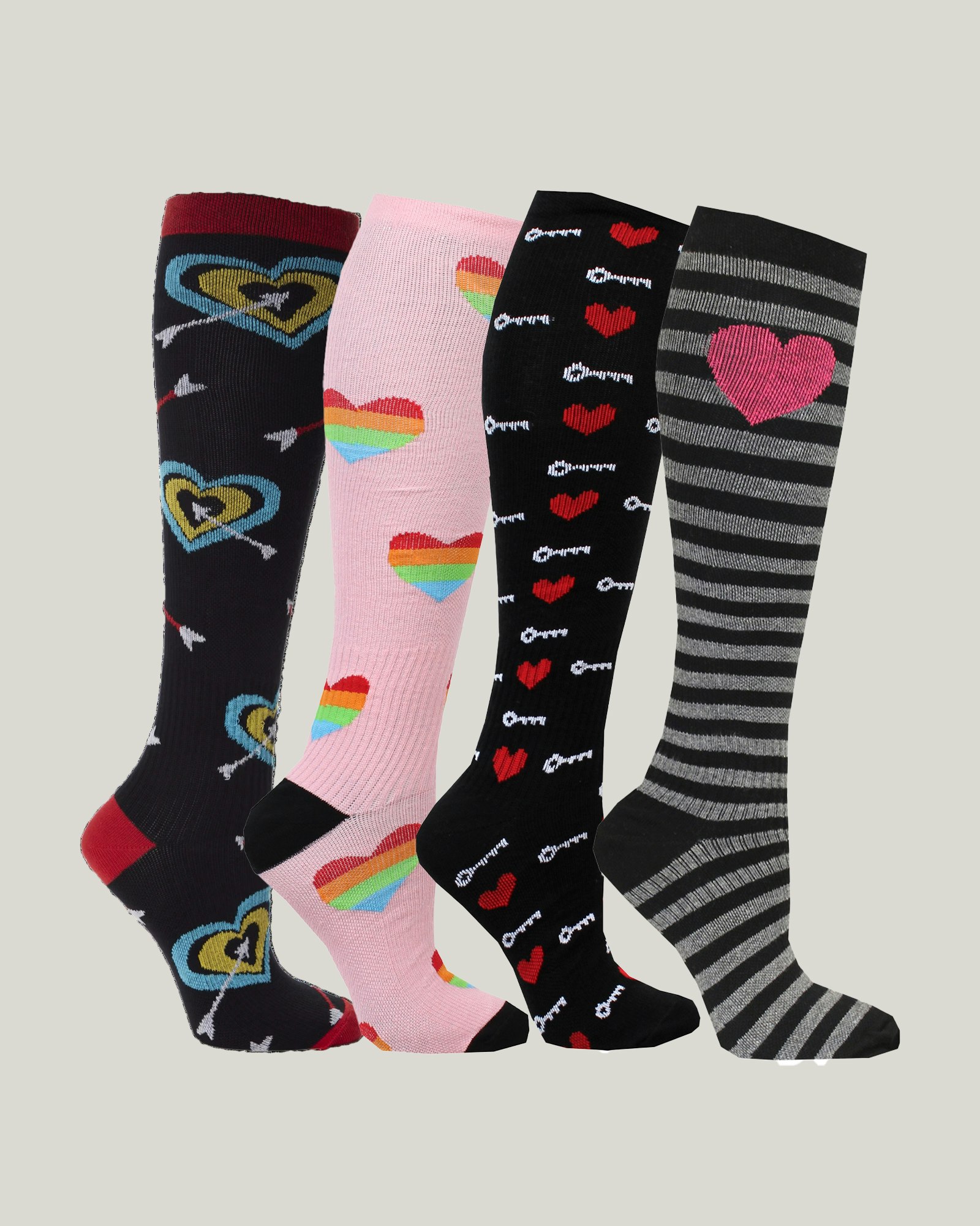 4-Pack INLOVE-Mönstrade  Stödstrumpor 11-14 mmHg