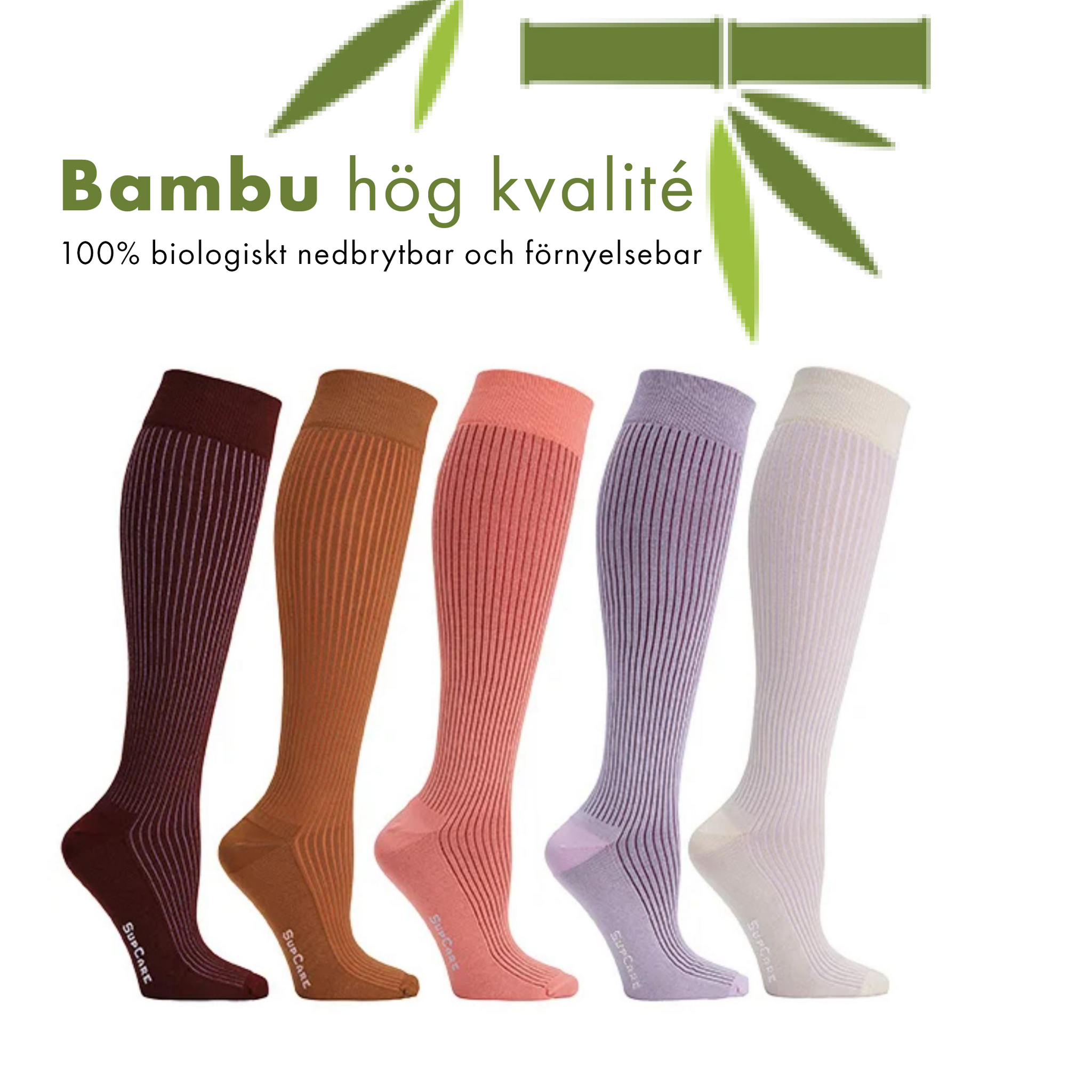 Ribb Stödstrumpor Breda Vader, 15-21 mmHg  Pinks 5-Pack