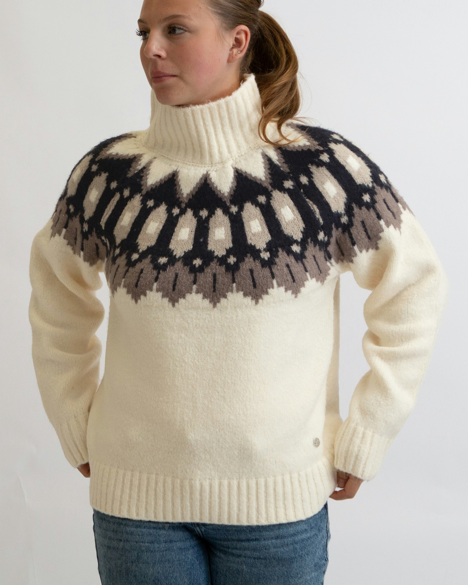 Stickad Tröja Heidi Dam, Off-White Comb