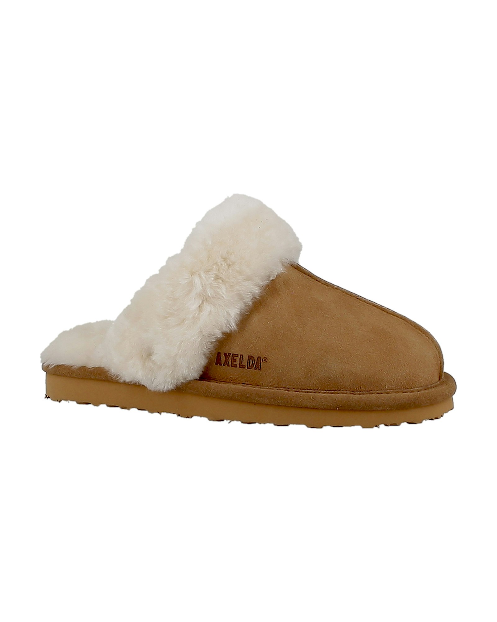 NANCY Fårskinn Slippers, Chesnut/Creme