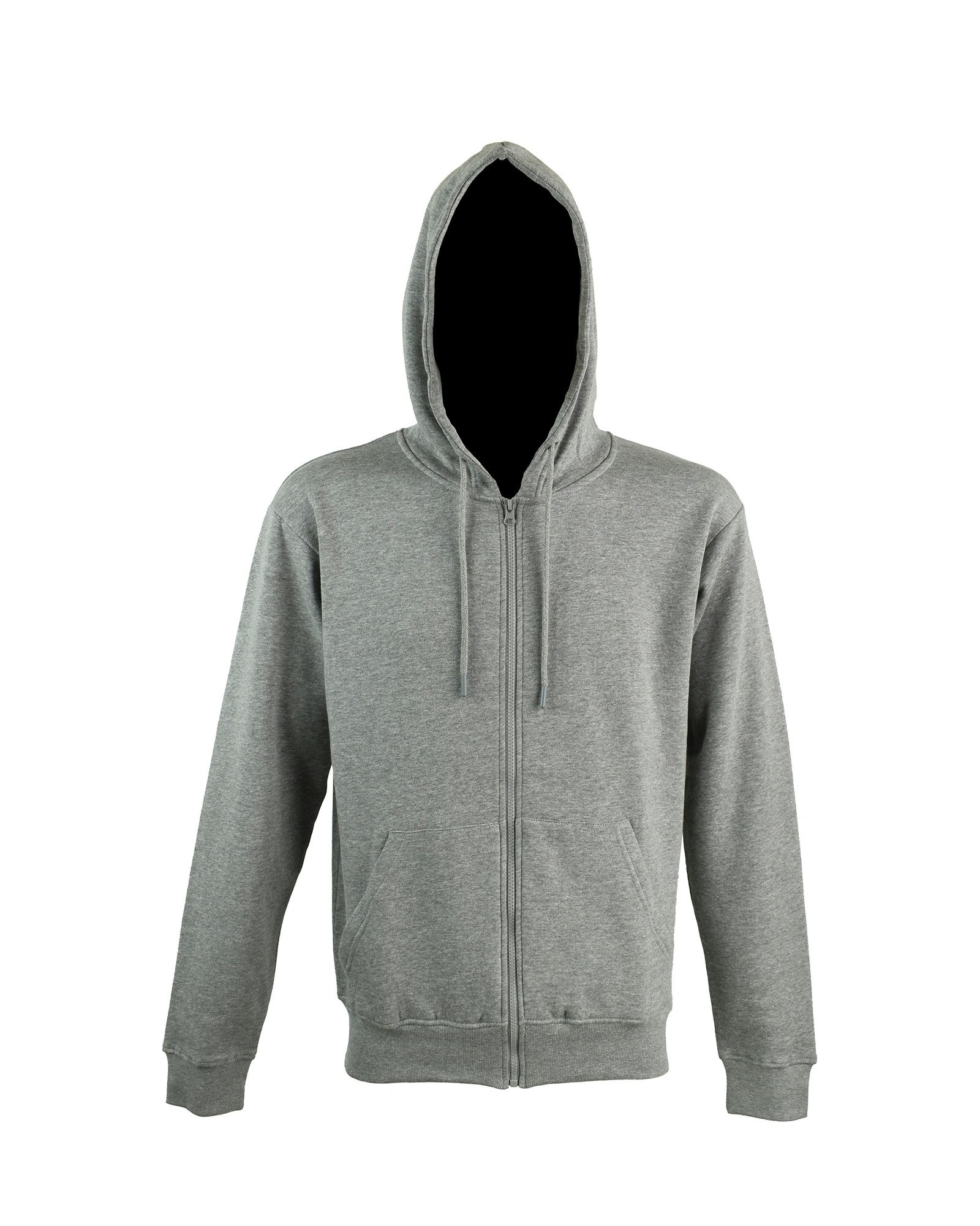 Hoodie med zip Herr Mel.Grey