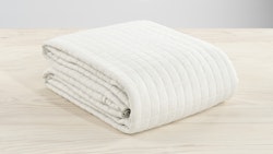 Quiltat Sängöverkast i Tvättad Linnelook 250x250cm, Off-White