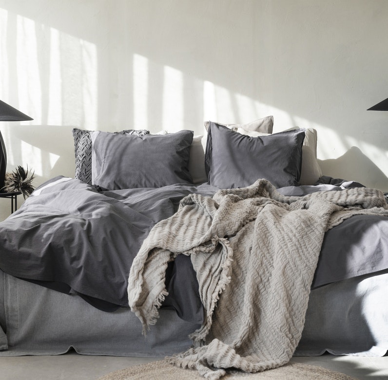 Påslakanset Waveless Percale - Grafitgrå