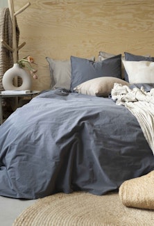 Påslakanset Waveless Percale - Dimmblå