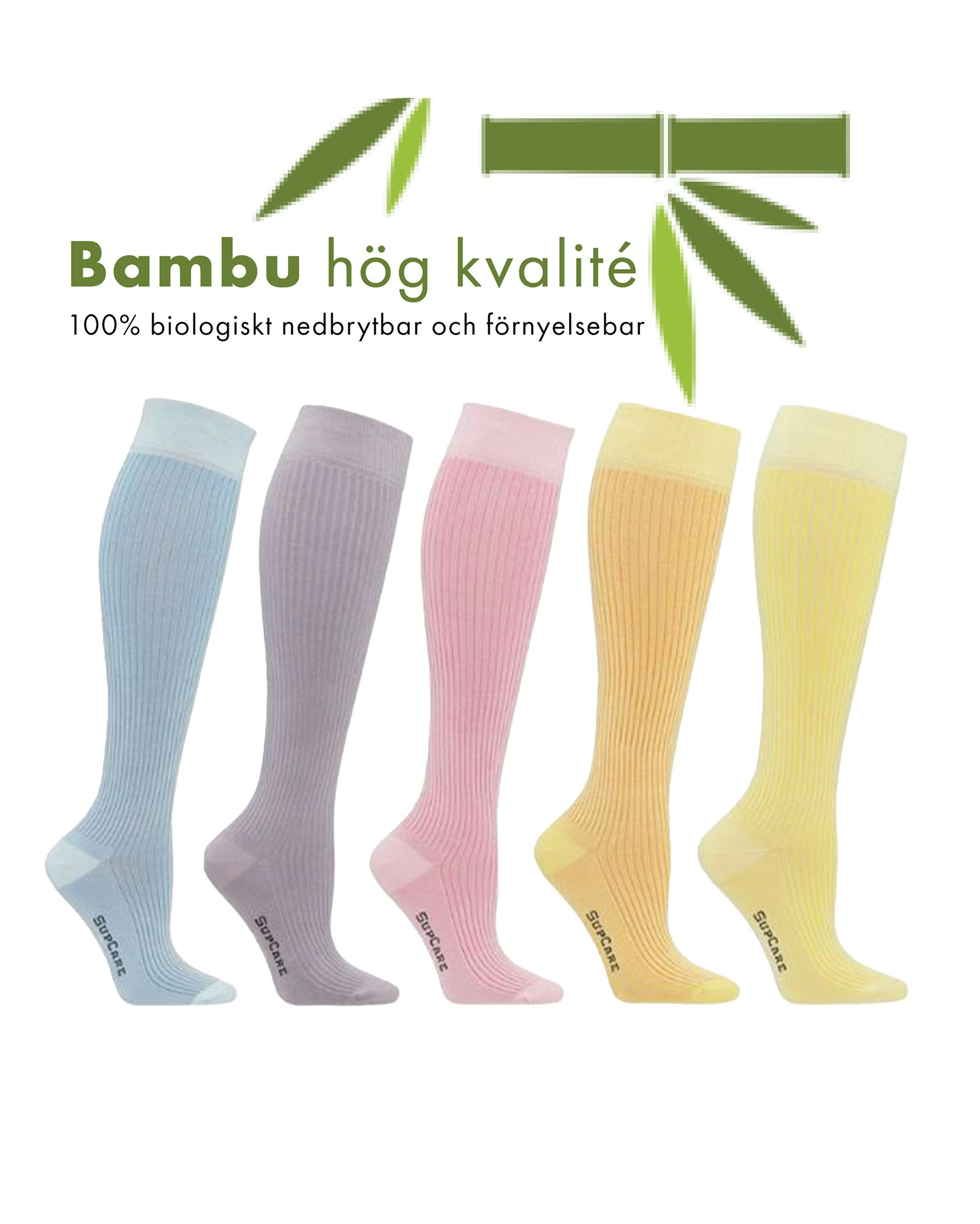 Ribb Stödstrumpor Breda Vader, 15-21 mmHg Pastells 5-Pack