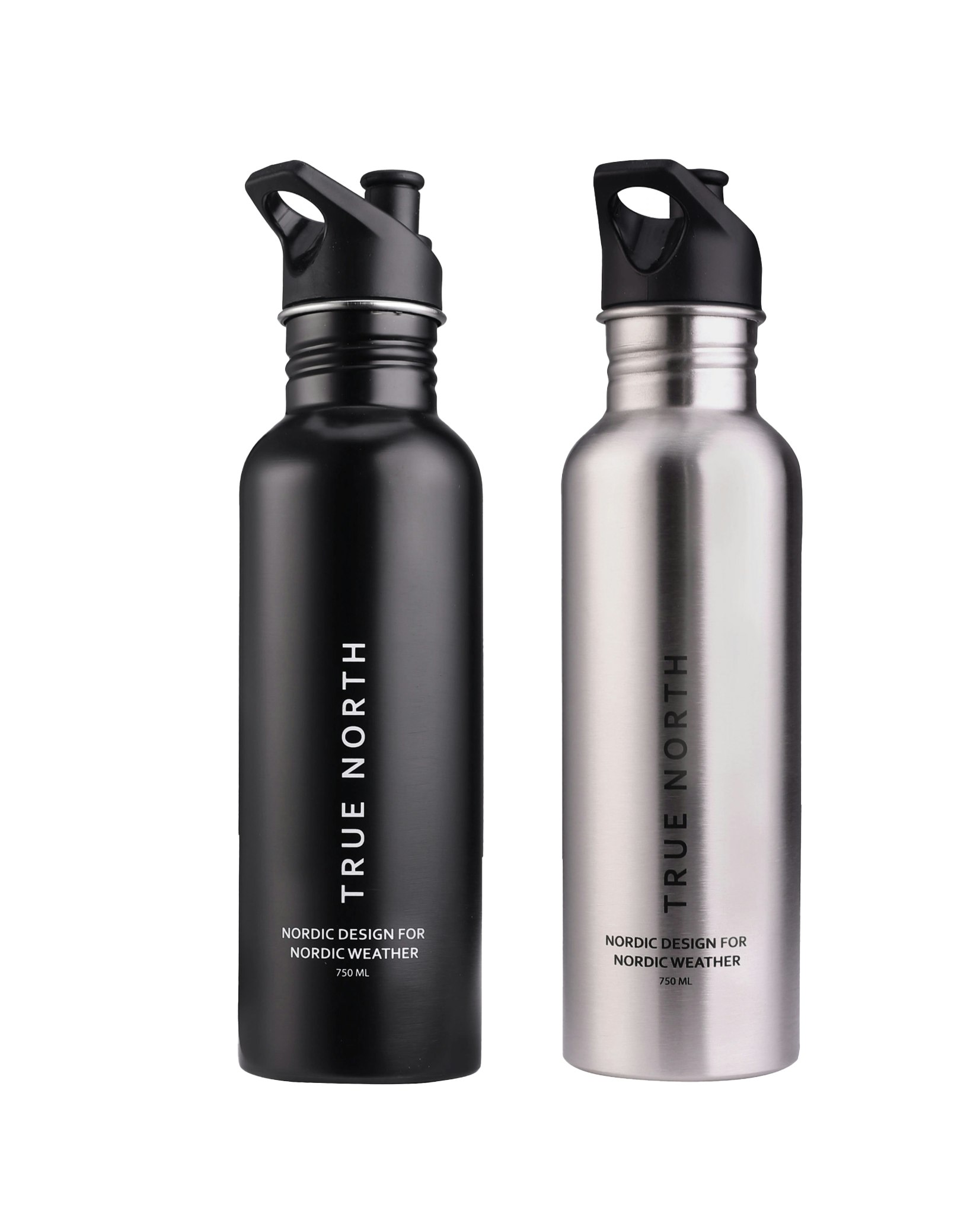 Vattenflaska 750ml, Svart eller Silver