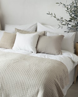 Quiltat Sängöverkast i Tvättad Linnelook 150x250cm, Beige