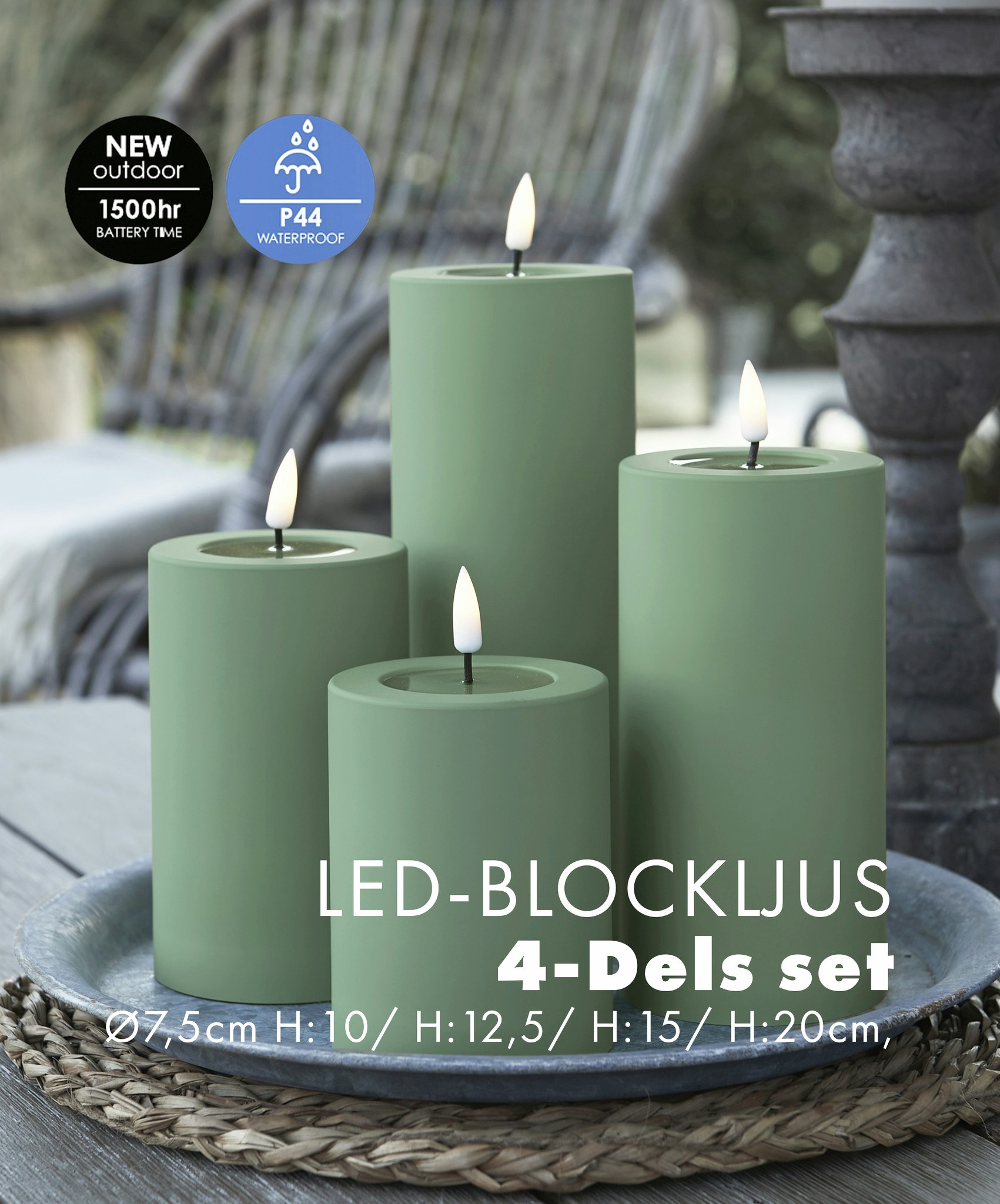 Utomhus LED-Ljuspaket Ø 7,5cm - Grön