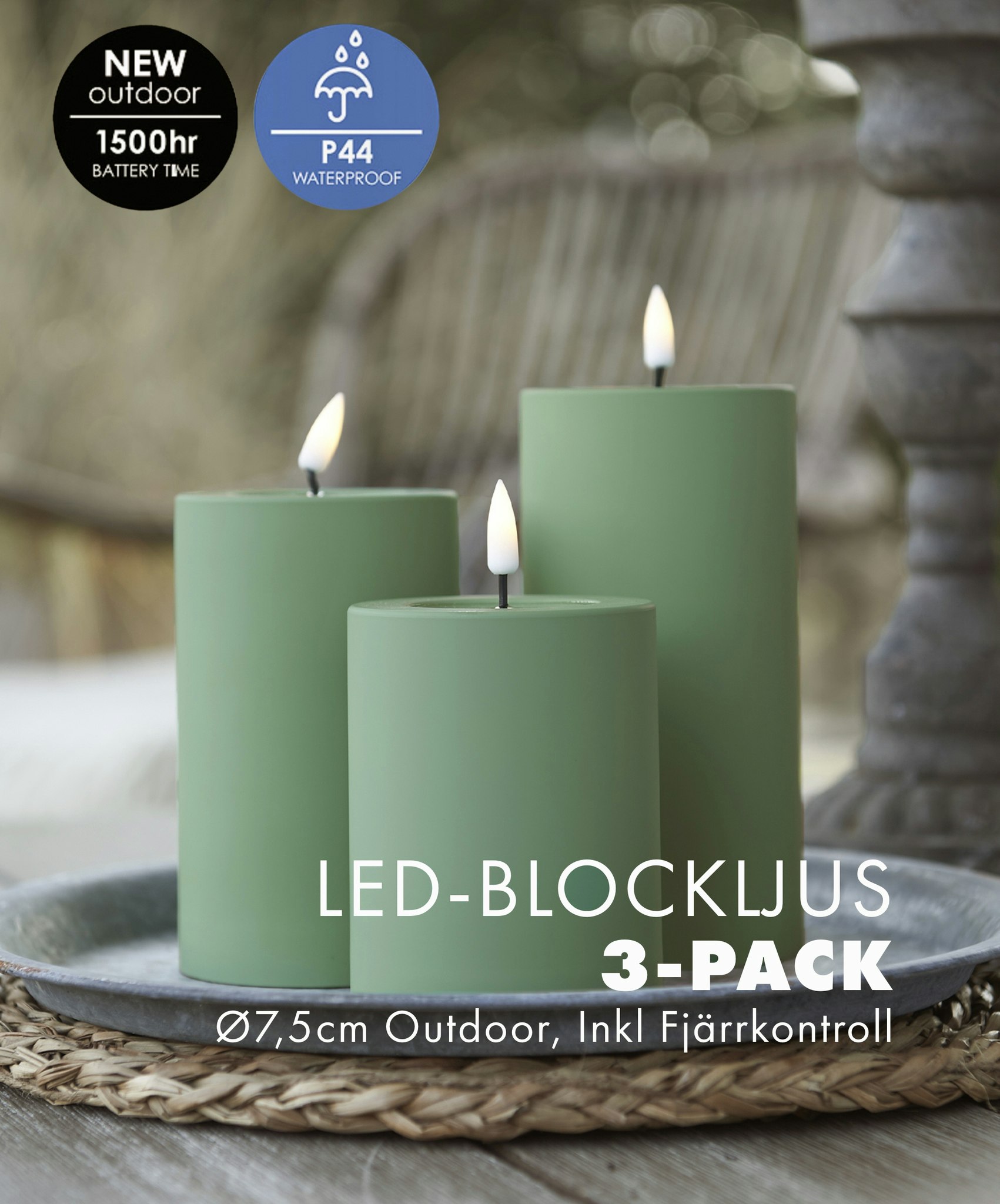 Utomhus LED-Ljuspaket Ø 7,5cm - Grön