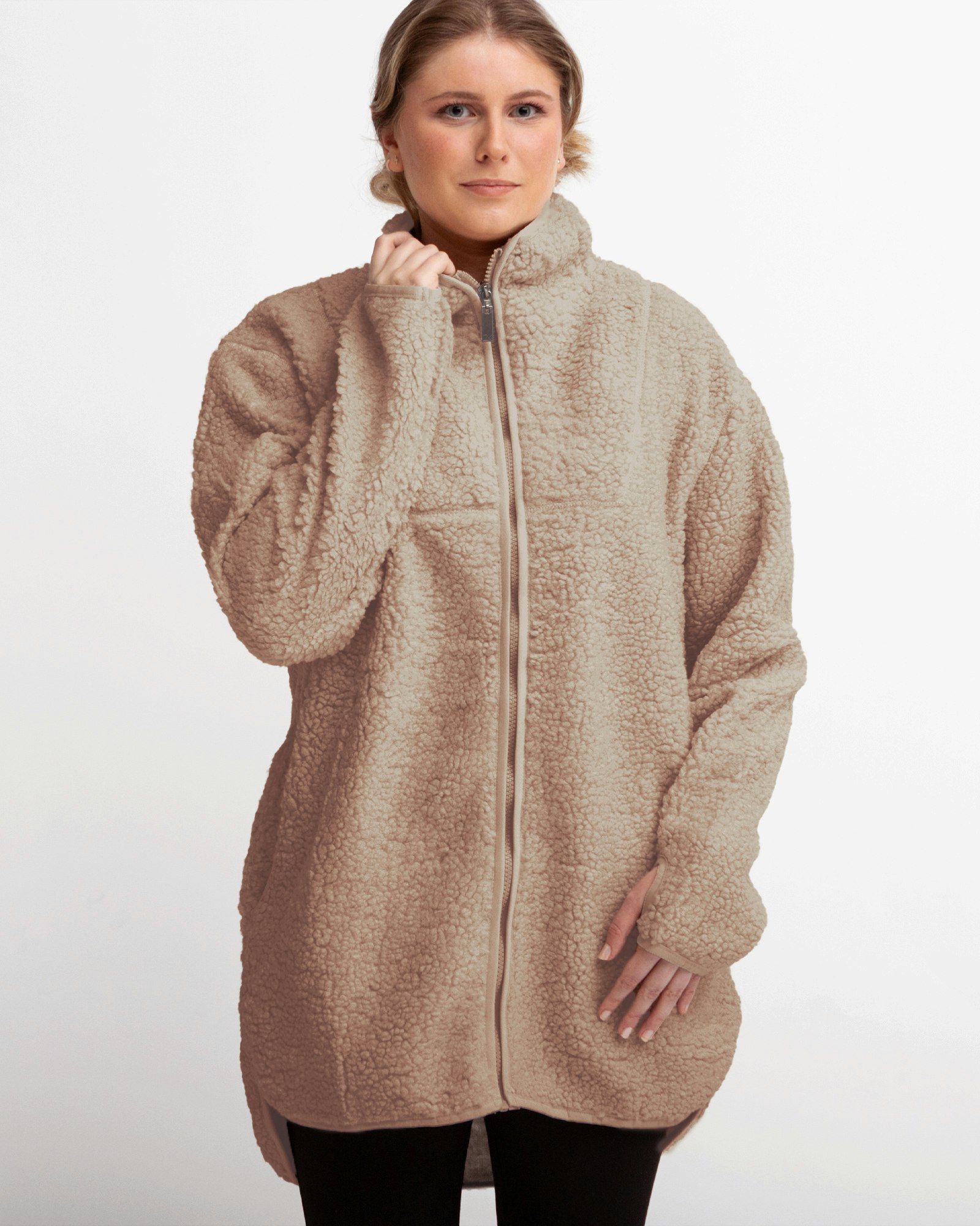 Long jacket Teddy Pile Dam, Walnut