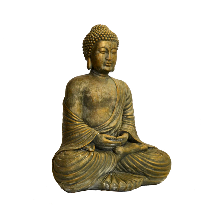 Betongfigur Sittande Budda Guld