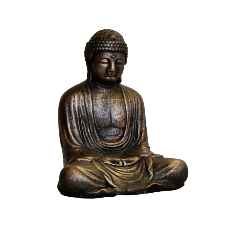 Betongfigur Sittande Budda Liten Brons