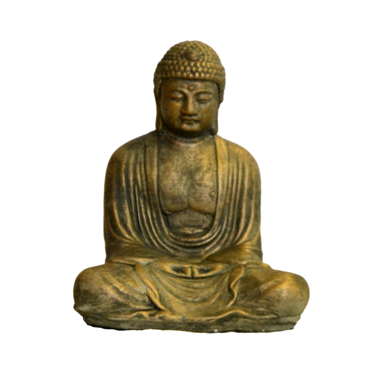 Betongfigur Sittande Budda Liten Guld