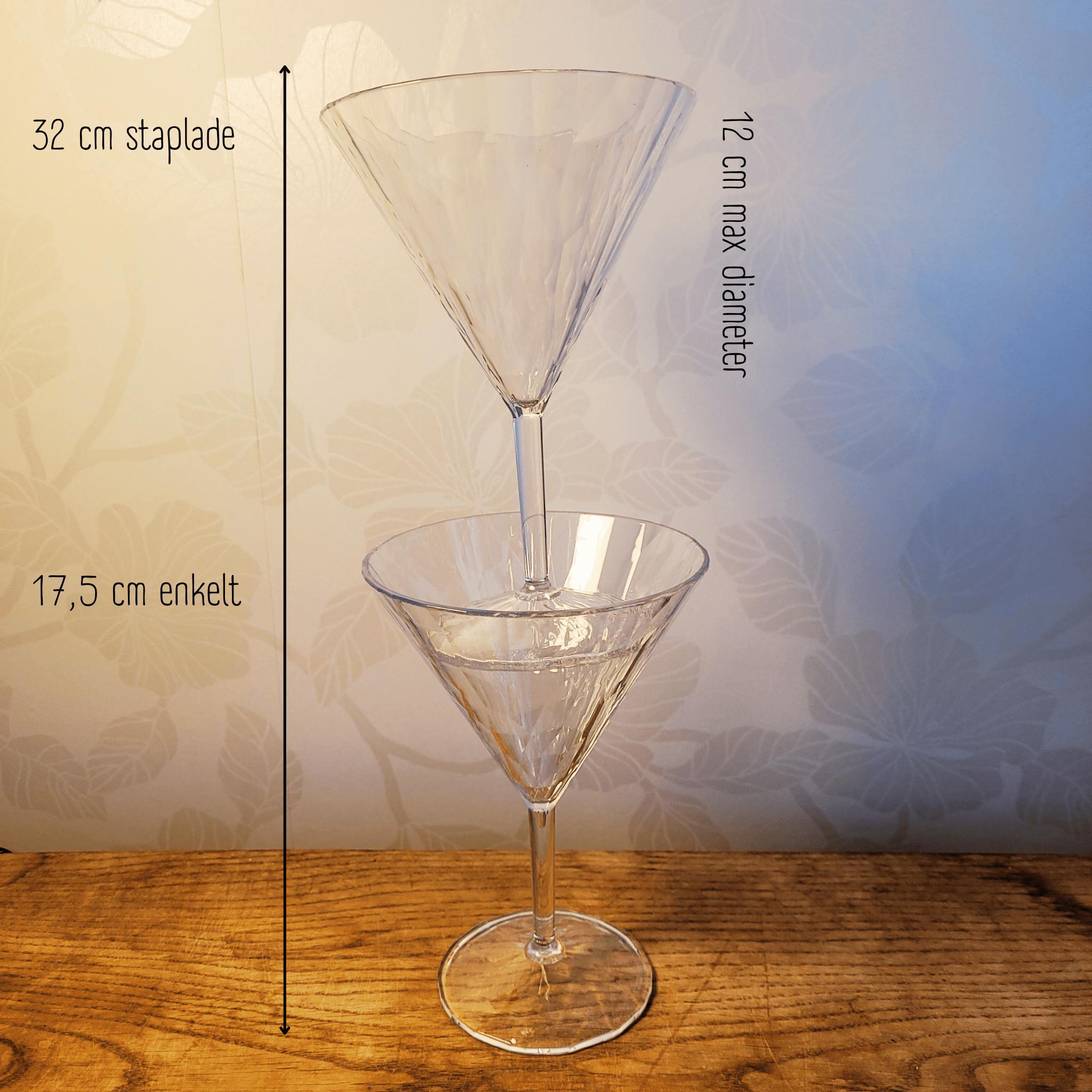 Martini/drinkglas av okrossbar återvunnen termoplast