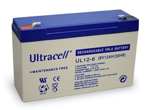 Ultracell batteri 6 volt, 12 Ah