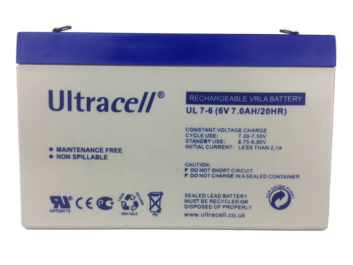 Ultracell batteri 6 volt, 7Ah