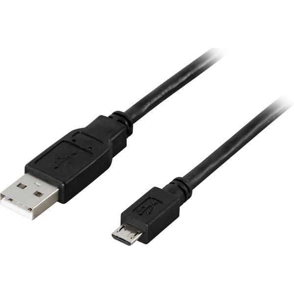 Mikro-USB synk- och laddkabel, 25cm - svart