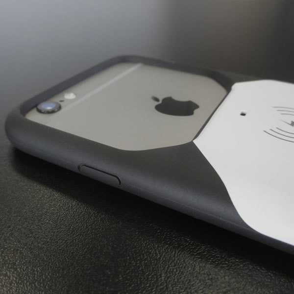 Aircharge iPhone 6 Plus, 6s Plus MFi Qi trådlöst laddningsskal - Svart-Vit - baksida