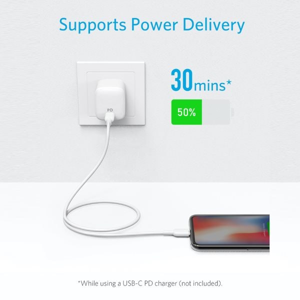 Anker PowerLine II Lightning till USB-C kabel, 180cm