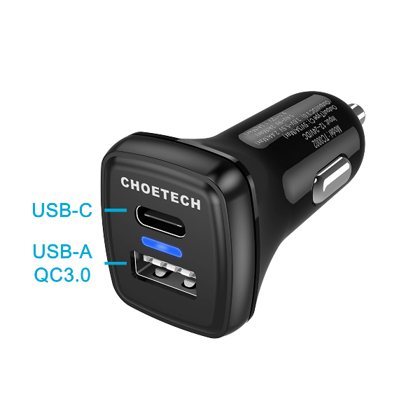 Choetech mobilladdare för bilen med QC 3.0 & USB-C