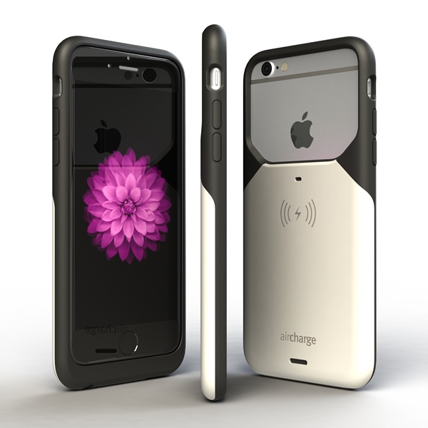 Aircharge iPhone 6/6s MFi Qi trådlöst laddningsskal - Svart-Vit
