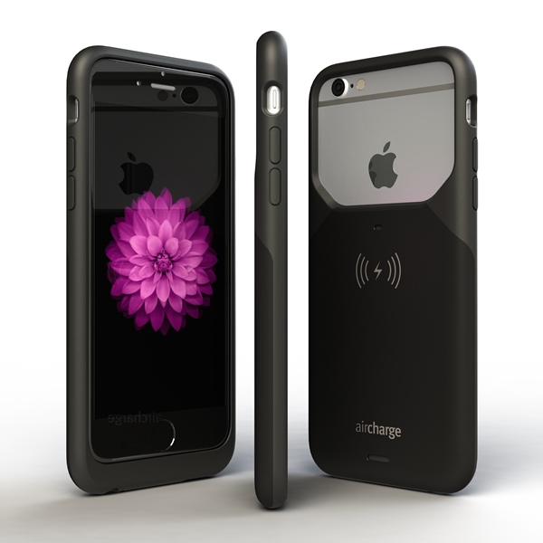 Aircharge iPhone 6/6s MFi Qi trådlöst laddningsskal - Svart
