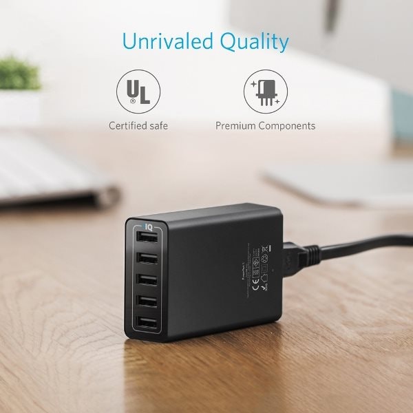 Anker Powerport 5 mobilladdare, hög kvalitet