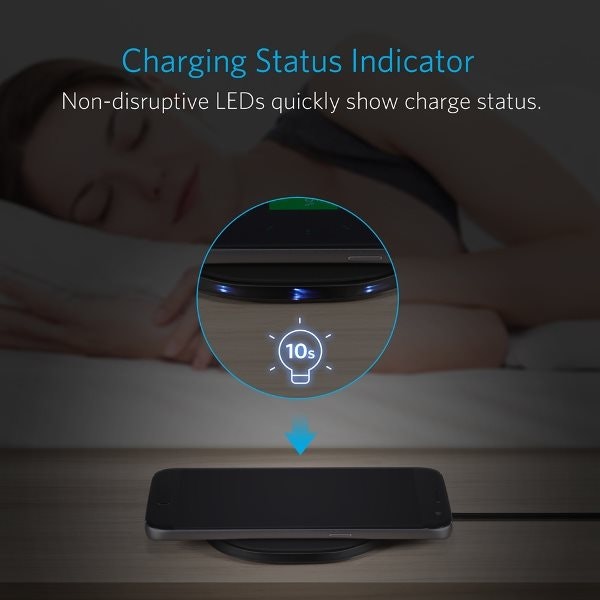 Anker PowerPort Qi 10W trådlös laddare med indikatorlampa