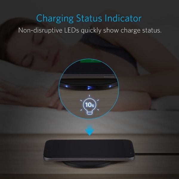 Anker PowerPort Qi 10W trådlös laddare med indikatorlampa