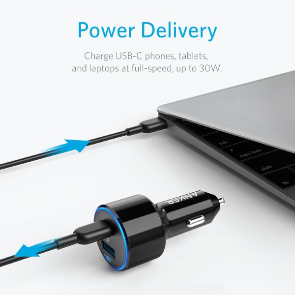 Anker PowerDrive Speed 2 USB-C mobilladdare för bilen Power Delivery till MacBook
