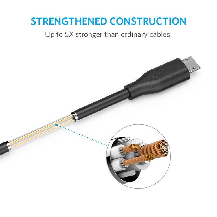 Anker PowerLine mikro-USB kabel 30cm 4-pack stark konstruktion