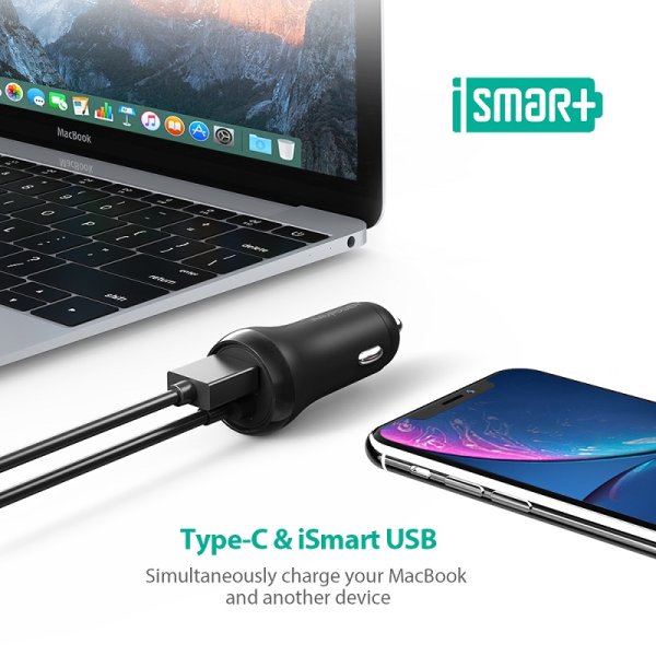 RAVPower billaddare med USB-C Power Delivery och Quick Charge