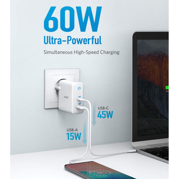 Anker PowerPort Atom III 2 port med Power Delivery och Quick charge
