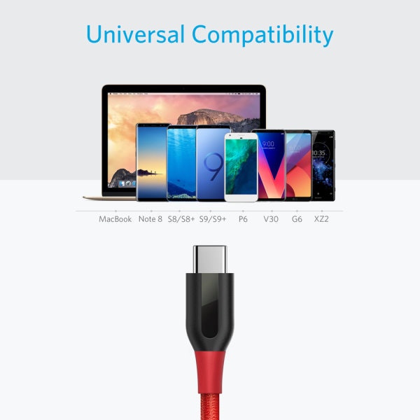 Anker PowerLine plus USB-C röd 300cm för alla USB-C