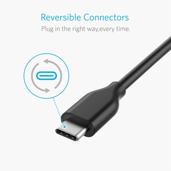 Anker PowerLine USB-C USB-A 300cm vändbar uttag