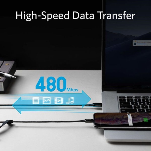 Anker PowerLine+ III Lightning USB kabel 180cm snabb data