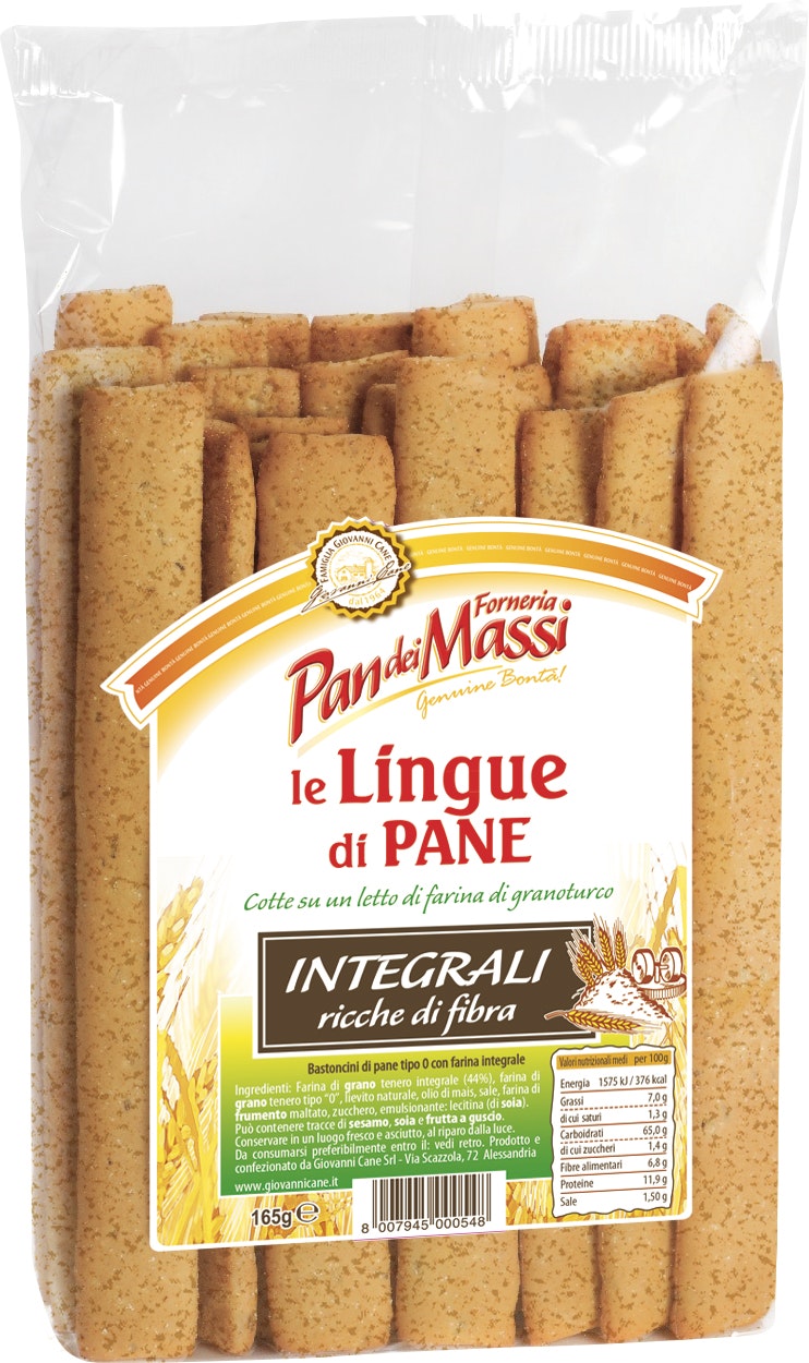 Lingue di pane (krispiga brödtungor) med fullkornsmjöl (Family Pack 14x165g)