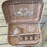 Picknickset babyrosa med svanar