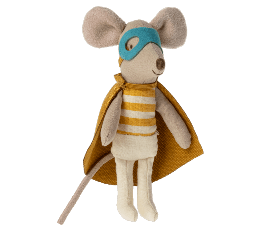 Maileg - Superhero mus - Lillebror i tändsticksask