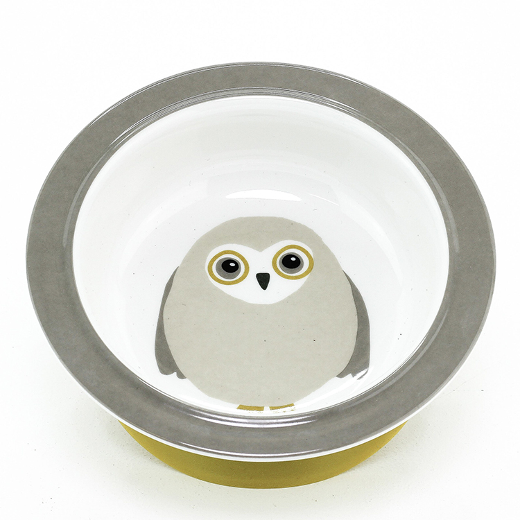 Owls - Tallrik med sugpropp- grå