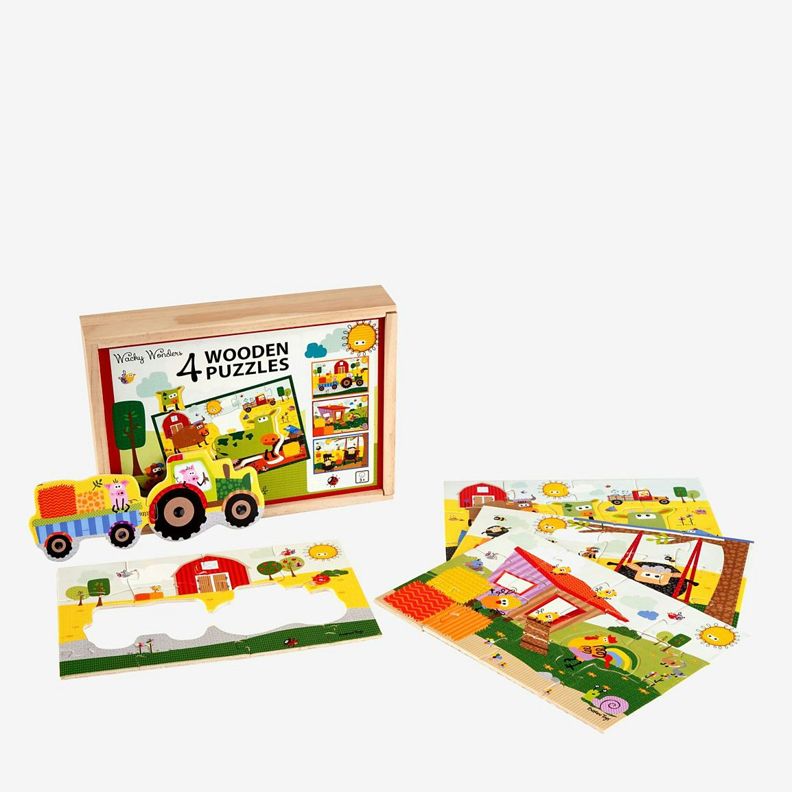 Barbo Toys - Wacky Wonders - 4 wooden puzzles