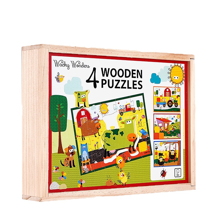Barbo Toys - Wacky Wonders - 4 wooden puzzles