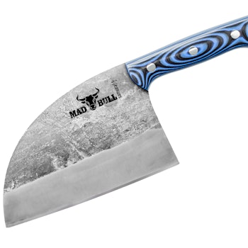 Samura Mad Bull Kniv Hacka 18 cm. med blåsvart skaft. Läderhölster