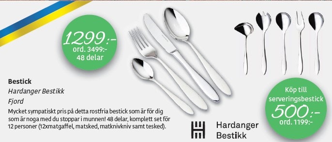 Hardanger Bestikk Fjord 48 delar + 5 delar serveringsset